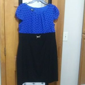 ALYX Dress Size 18 Two-Tone Blue & Black Polka Dot